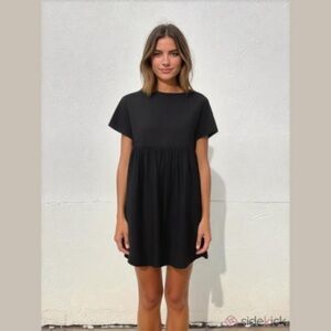 KOTN Black Short Sleeve Mini Babydoll Dress L